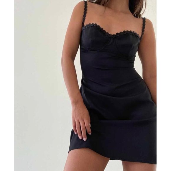 The Wild Clover Dresses & Skirts - ❌SOLD OUT❌ CITY NIGHTS BLACK DAISY TRIM MINI DRESS